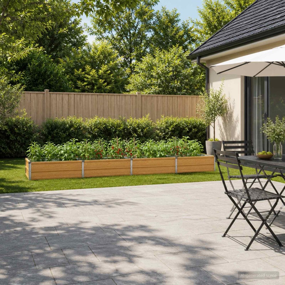 vidaXL Höjd Trädgårdsbädd Naturlig 320 x 40 x 24 cm kallvalsad stål