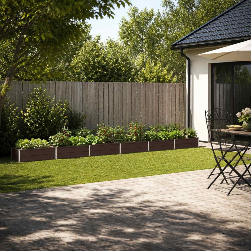 vidaXL Höjd Trädgårdsbädd Brun 480 x 40 x 24 cm kallvalsad stål