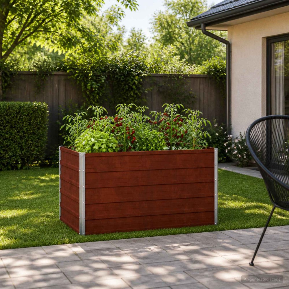 vidaXL Höjd Trädgårdsbädd Rostig 100 x 80 x 55 cm corton