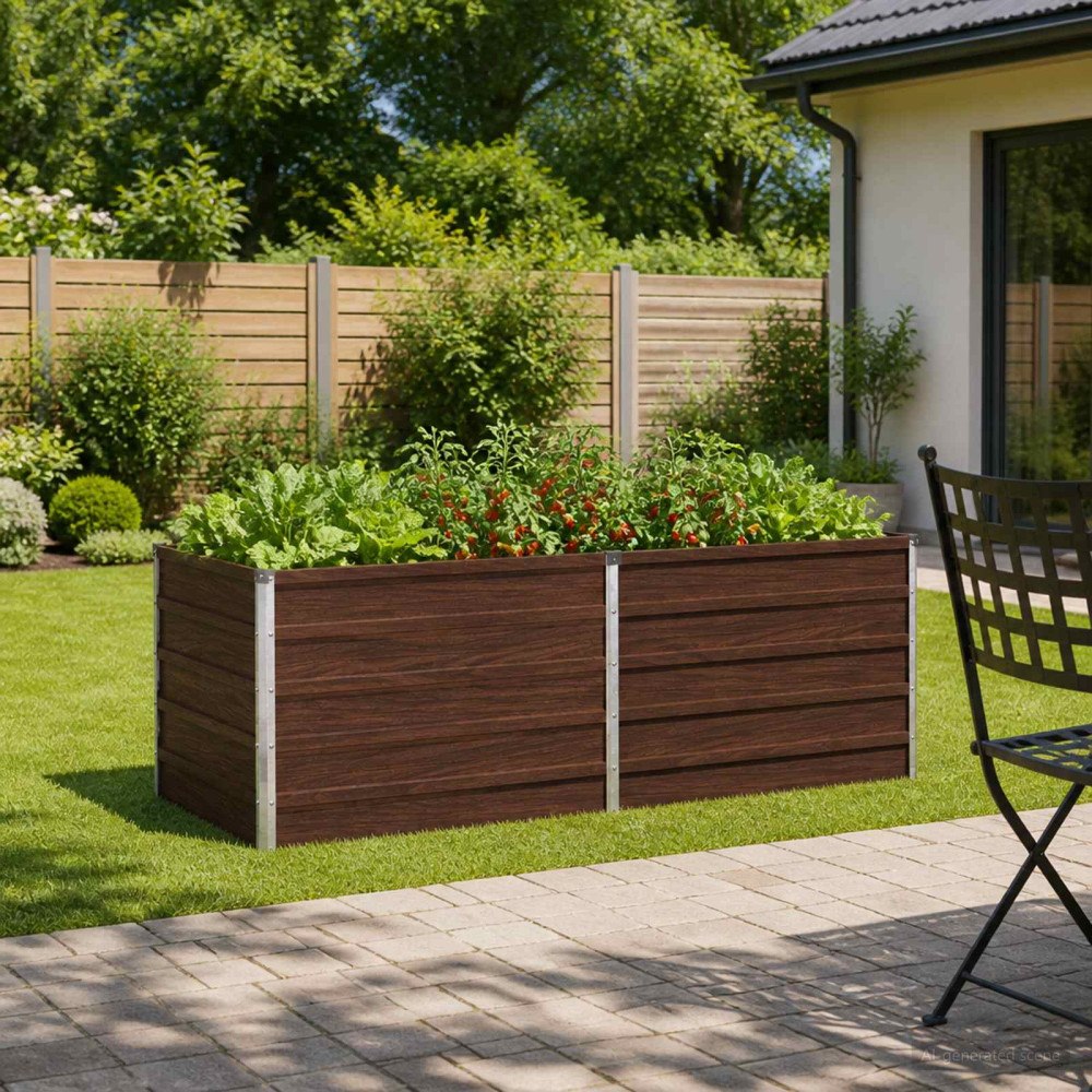 vidaXL Höjd Trädgårdsbädd Svart 160 x 80 x 55 cm kallvalsad stål