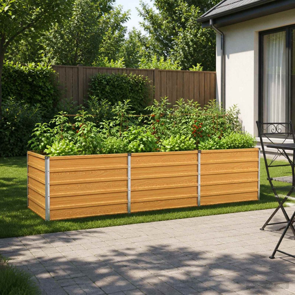 vidaXL Höjd Trädgårdsbädd Naturlig 240 x 80 x 55 cm kallvalsad stål