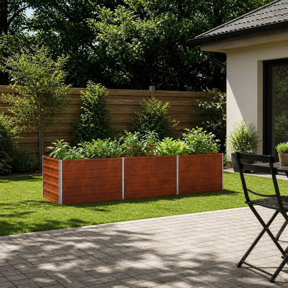 vidaXL Höjd Trädgårdsbädd Rostig 240 x 80 x 55 cm corton