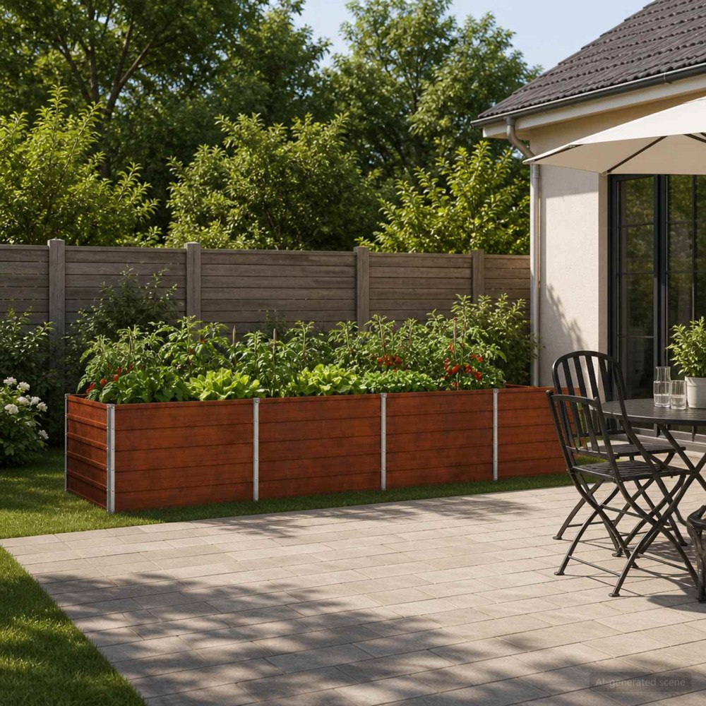 vidaXL Höjd Trädgårdsbädd Rostig 320 x 80 x 55 cm corton