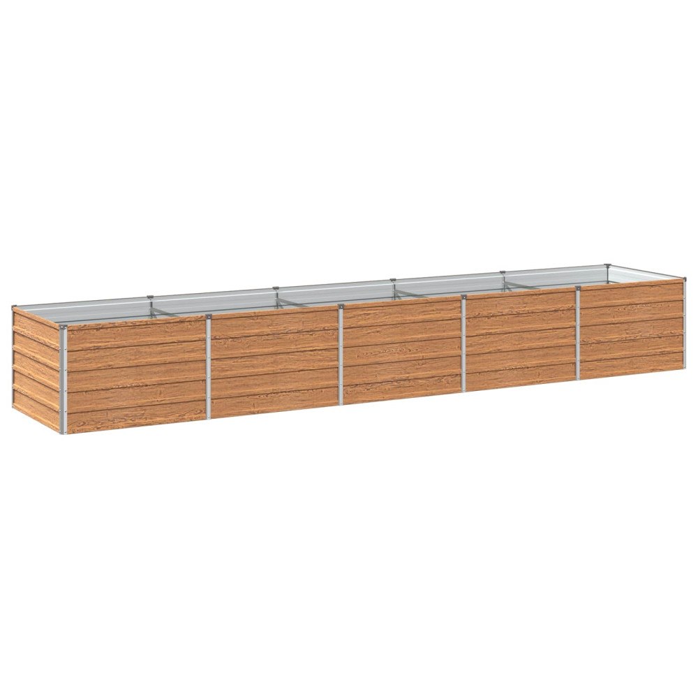 vidaXL Höjd Trädgårdsbädd Träbrun 400 x 80 x 55 cm kallvalsad stål