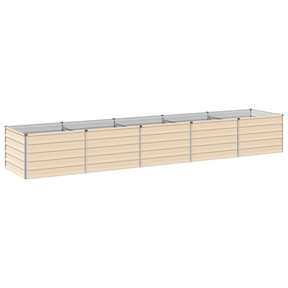 vidaXL Höjd Trädgårdsbädd Elfenben 400 x 80 x 55 cm kallvalsad stål
