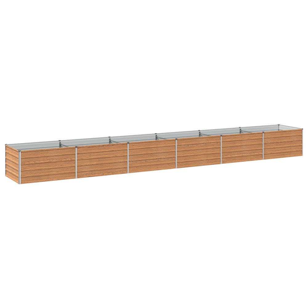 vidaXL Höjd Trädgårdsbädd Träbrun 600 x 80 x 55 cm kallvalsad stål