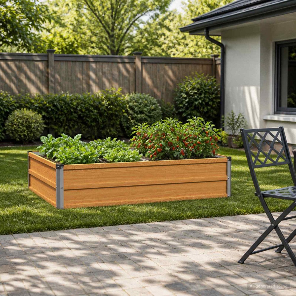 vidaXL Höjd Trädgårdsbädd Naturlig 100 x 80 x 24 cm kallvalsad stål