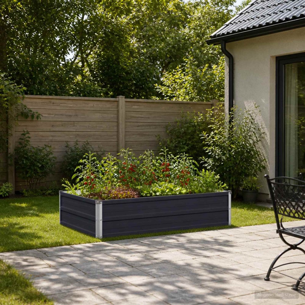 vidaXL Höjd Trädgårdsbädd Antracit 100 x 80 x 24 cm kallvalsad stål