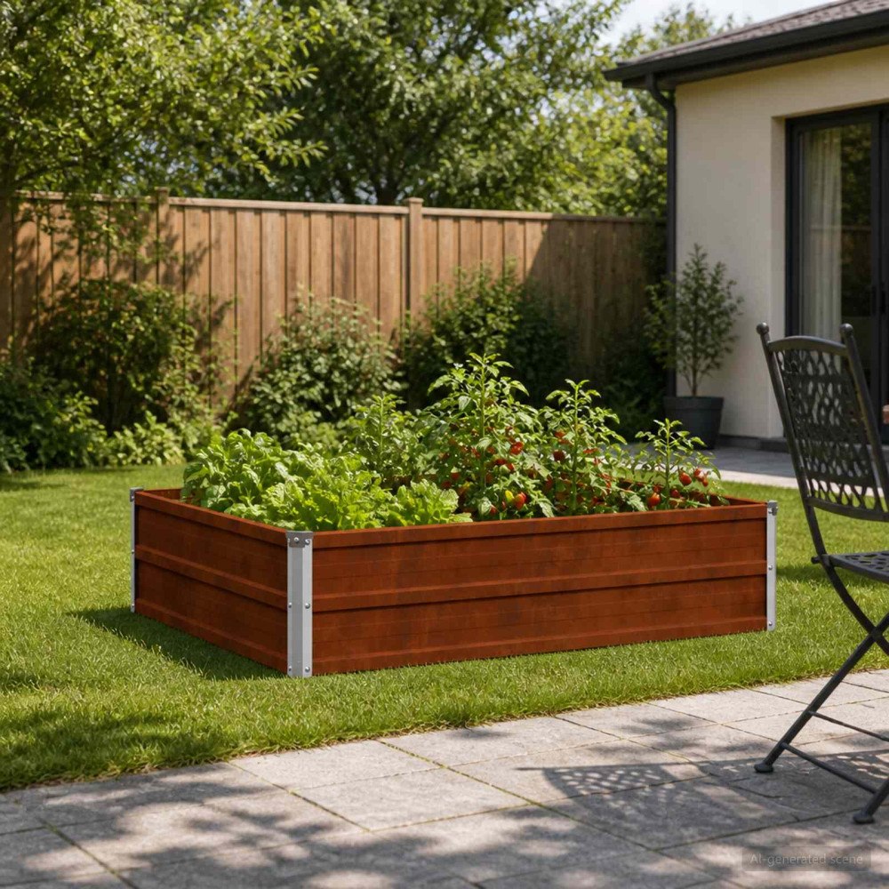 vidaXL Höjd Trädgårdsbädd Rostig 100 x 80 x 24 cm corton