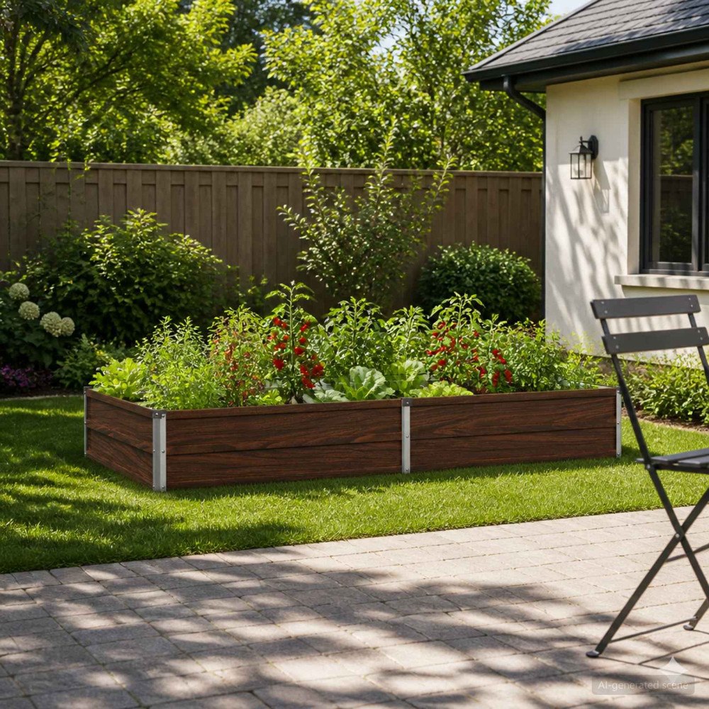 vidaXL Höjd Trädgårdsbädd Svart 160 x 80 x 24 cm kallvalsad stål
