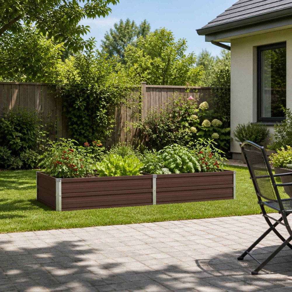 vidaXL Höjd Trädgårdsbädd Brun 160 x 80 x 24 cm kallvalsad stål