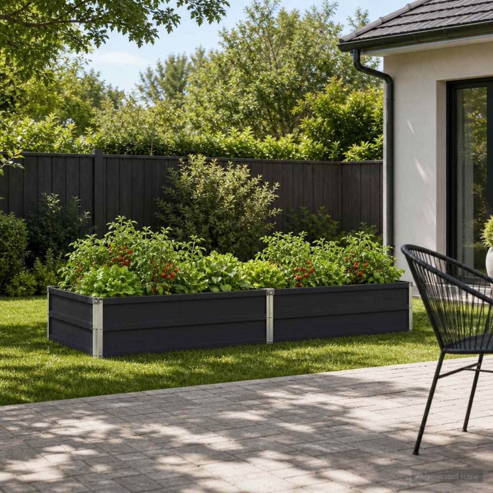 vidaXL Höjd Trädgårdsbädd Antracit 160 x 80 x 24 cm kallvalsad stål