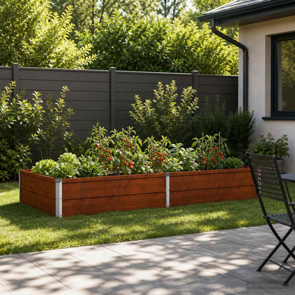 vidaXL Höjd Trädgårdsbädd Rostig 160 x 80 x 24 cm corton