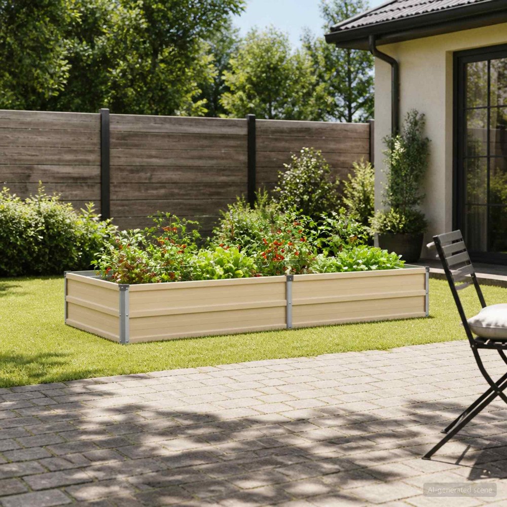 vidaXL Höjd Trädgårdsbädd Elfenben 160 x 80 x 24 cm kallvalsad stål