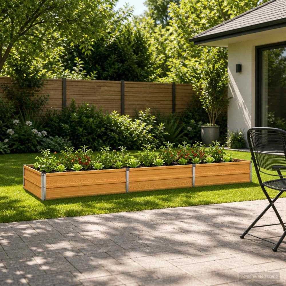 vidaXL Höjd Trädgårdsbädd Naturlig 240 x 80 x 24 cm kallvalsad stål
