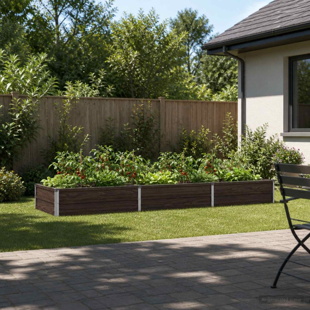 vidaXL Höjd Trädgårdsbädd Svart 240 x 80 x 24 cm kallvalsad stål