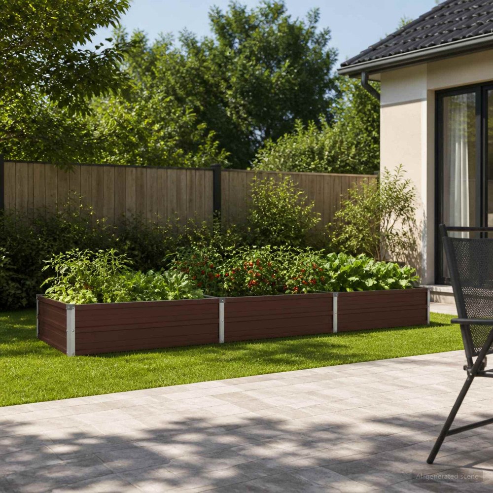 vidaXL Höjd Trädgårdsbädd Brun 240 x 80 x 24 cm kallvalsad stål