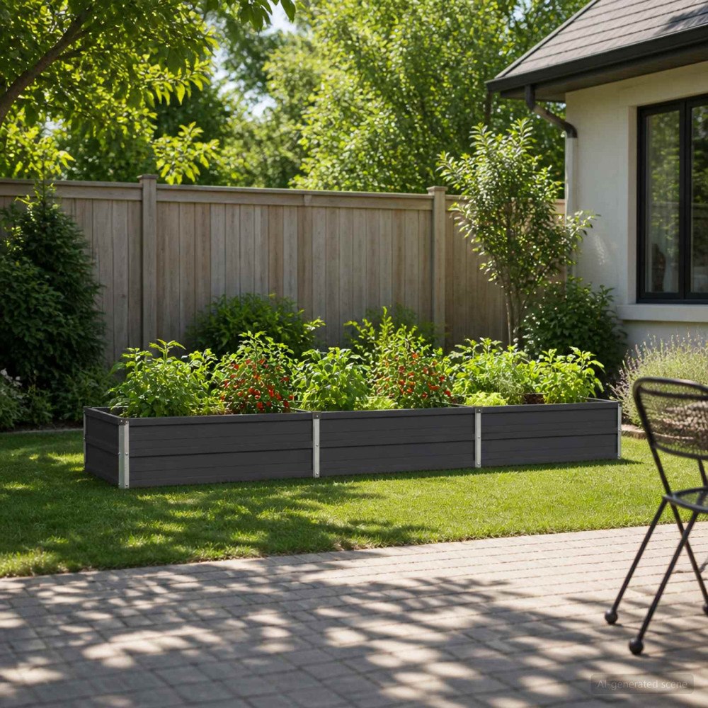 vidaXL Höjd Trädgårdsbädd Antracit 240 x 80 x 24 cm kallvalsad stål
