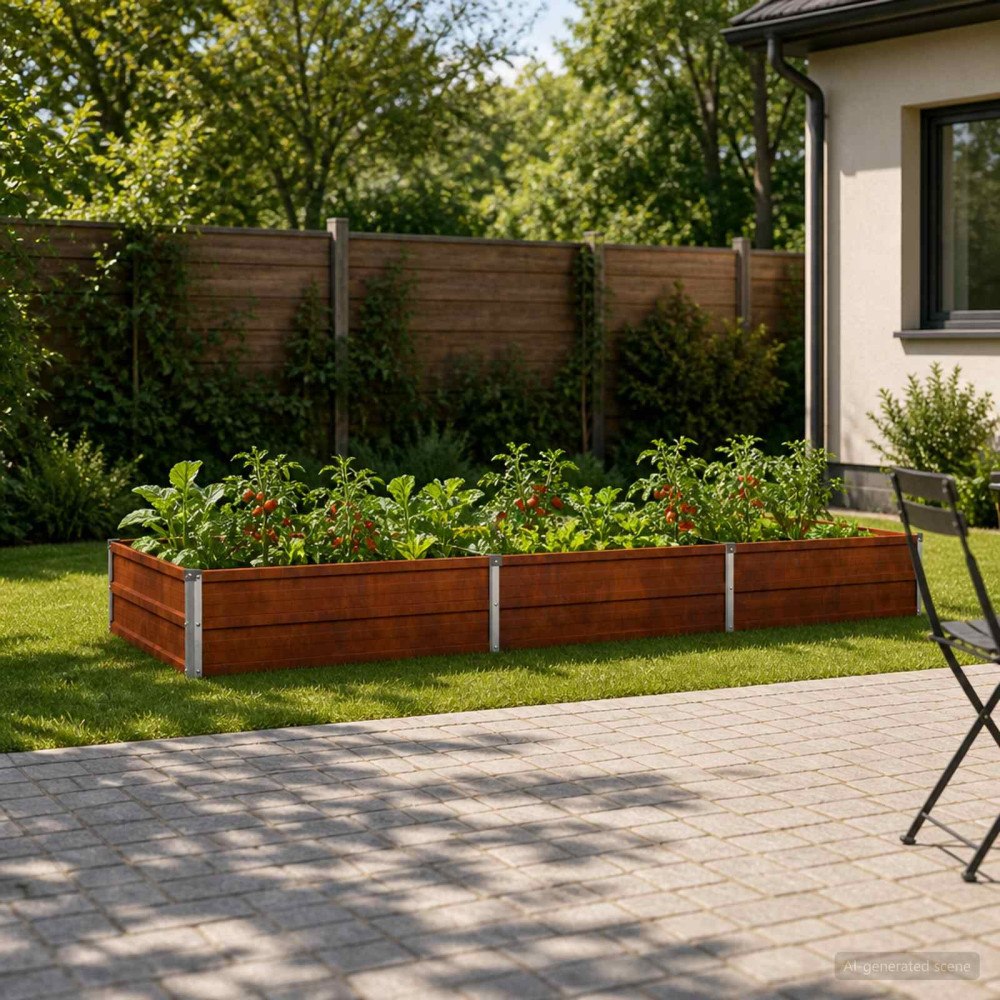 vidaXL Höjd Trädgårdsbädd Rostig 240 x 80 x 24 cm corton