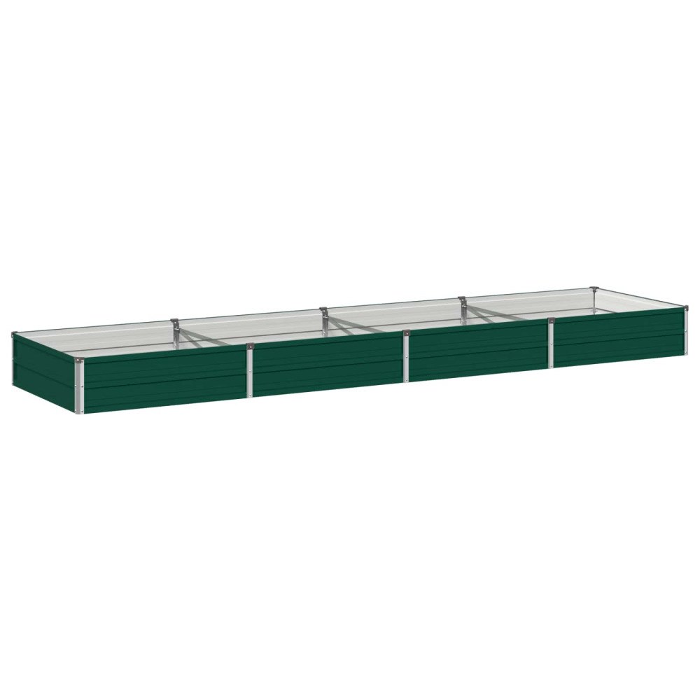 vidaXL Höjd Trädgårdsbädd Grön 320 x 80 x 24 cm kallvalsad stål