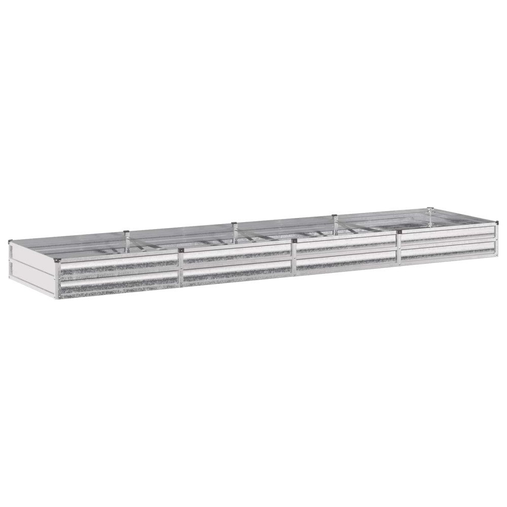 vidaXL Höjd Trädgårdsbädd Silver 320 x 80 x 24 cm galvaniserad