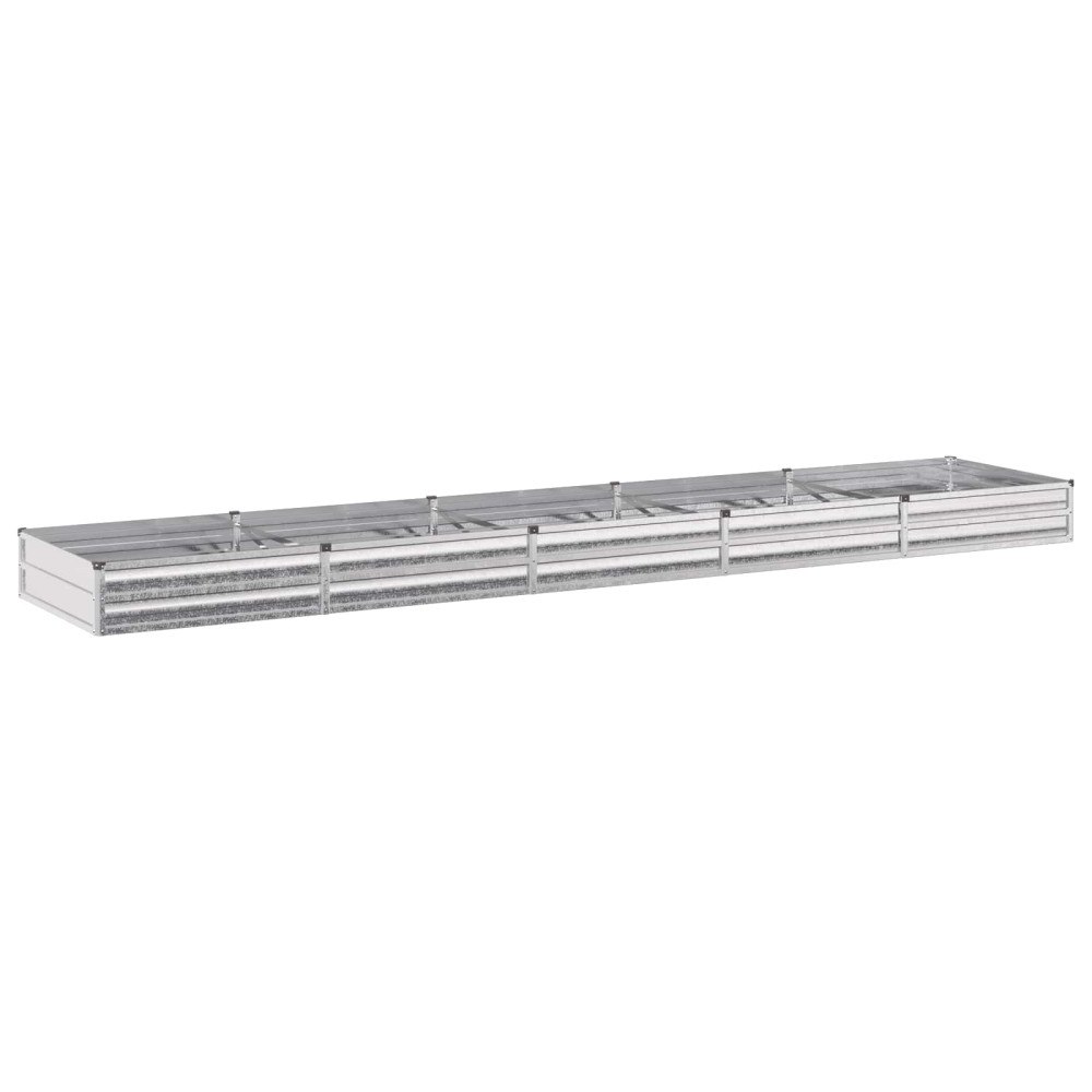 vidaXL Höjd Trädgårdsbädd Silver 400 x 80 x 24 cm galvaniserad