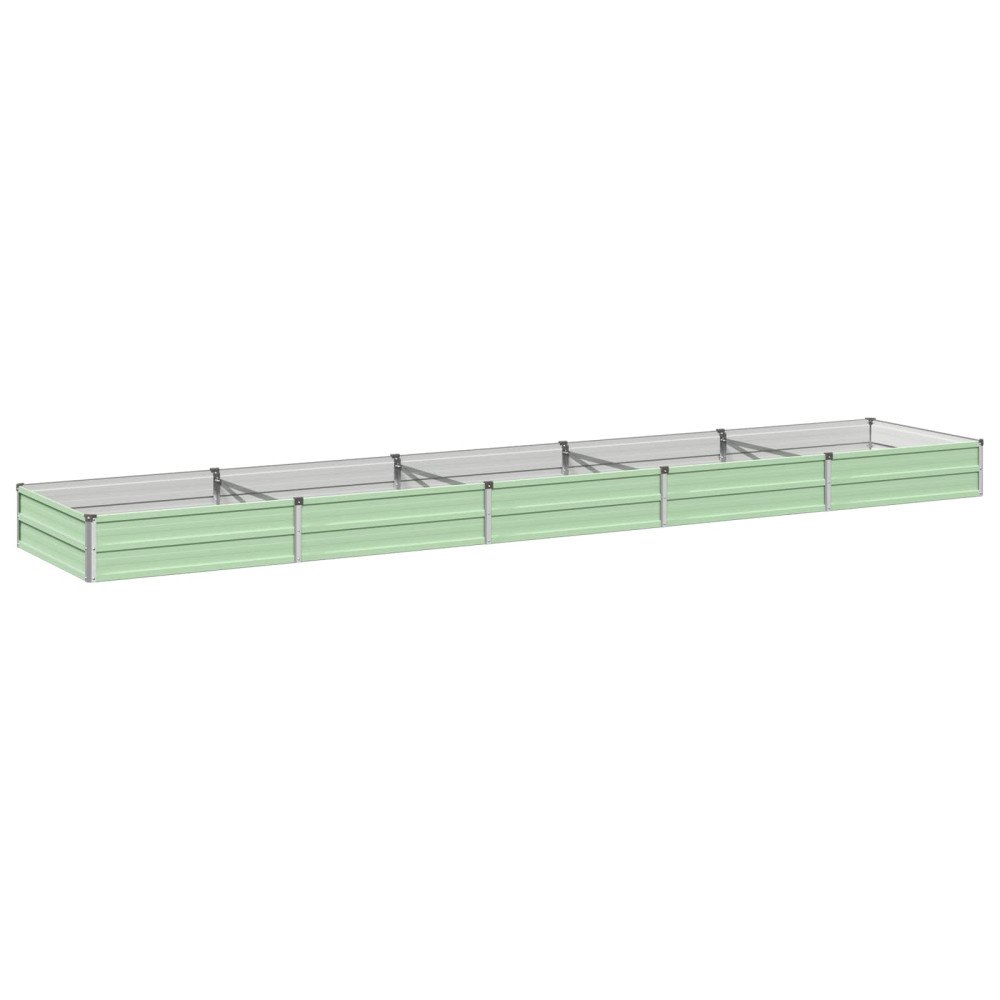 vidaXL Höjd Trädgårdsbädd Pastellgrön 400 x 80 x 24 cm kallvalsad stål
