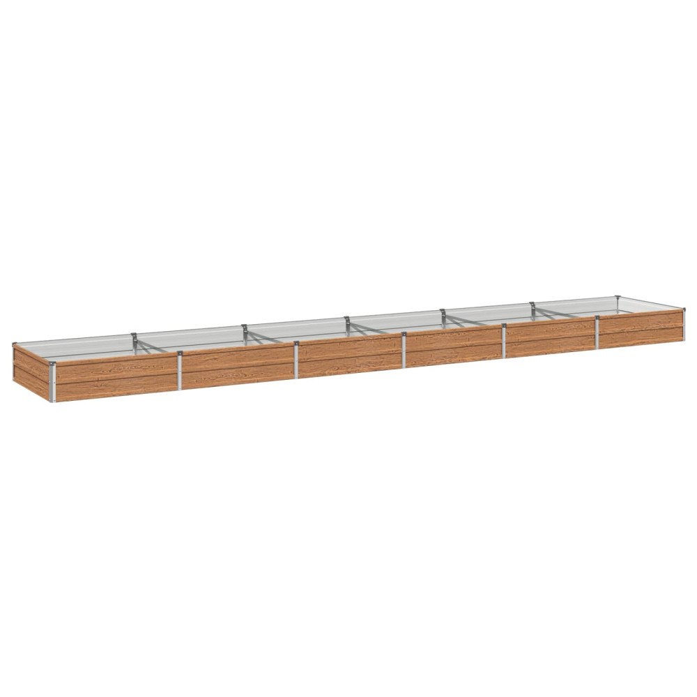 vidaXL Höjd Trädgårdsbädd Träbrun 480 x 80 x 24 cm kallvalsad stål