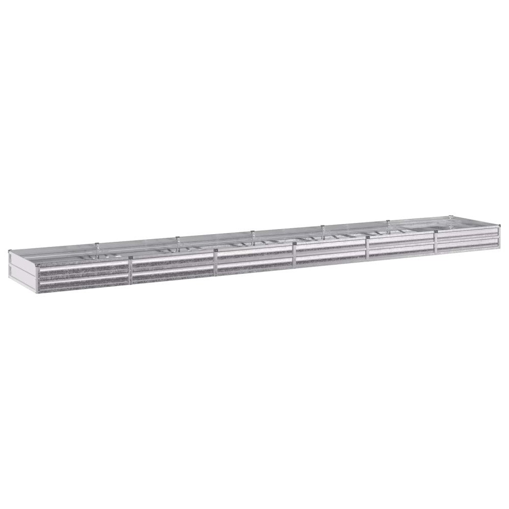 vidaXL Höjd Trädgårdsbädd Silver 480 x 80 x 24 cm galvaniserad