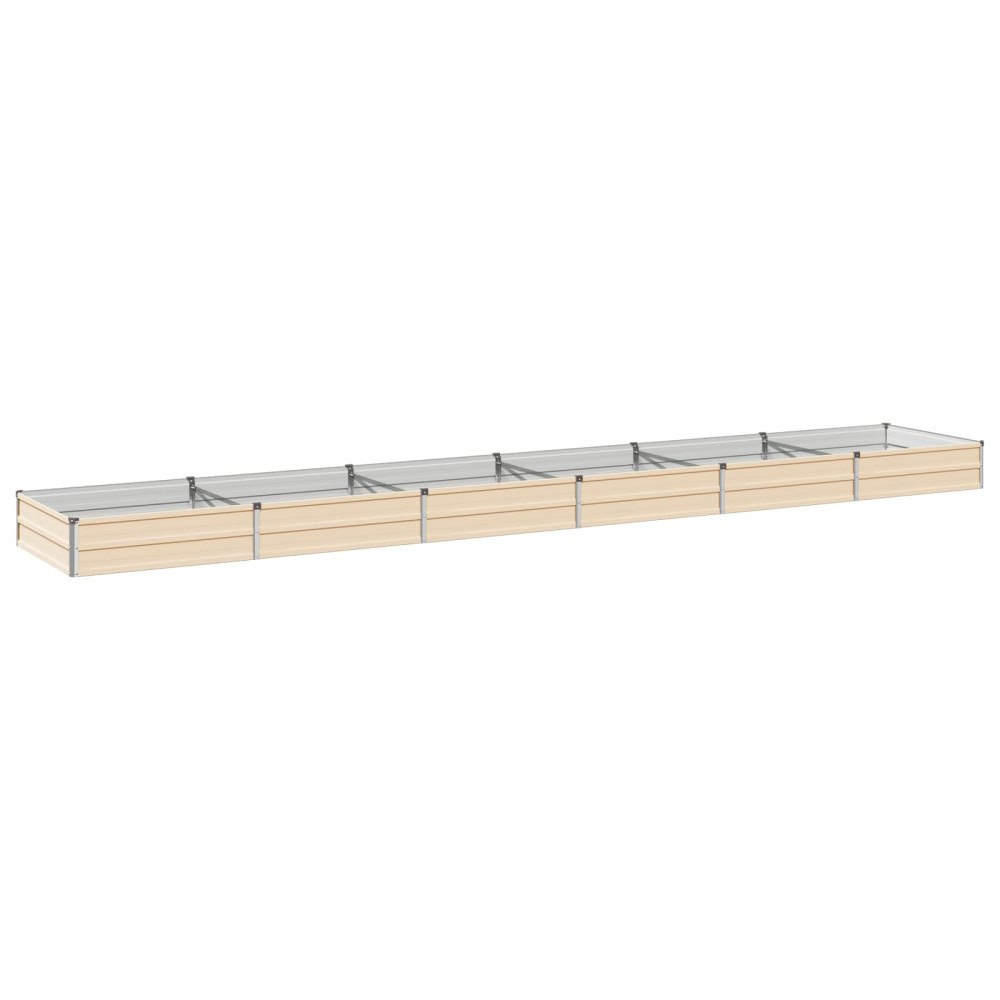 vidaXL Höjd Trädgårdsbädd Elfenben 480 x 80 x 24 cm kallvalsad stål