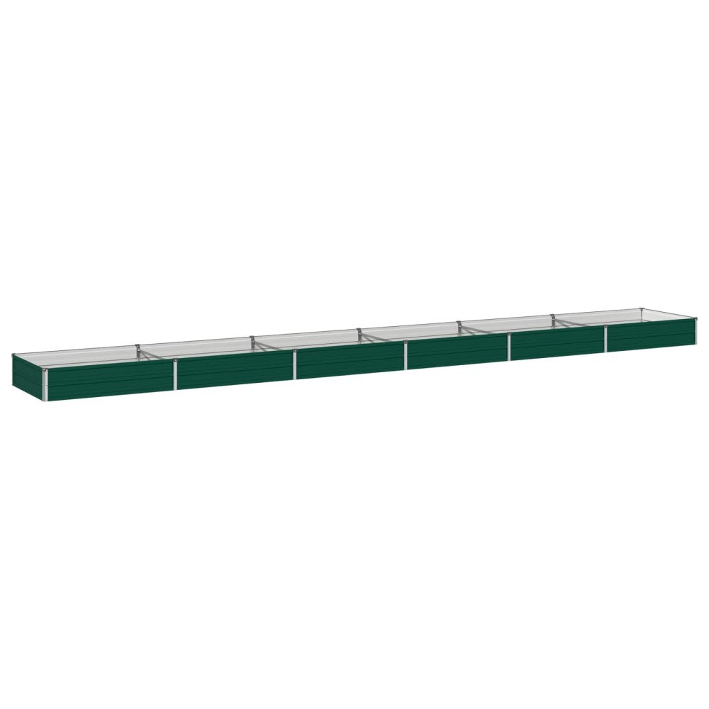 vidaXL Höjd Trädgårdsbädd Grön 600 x 80 x 24 cm kallvalsad stål