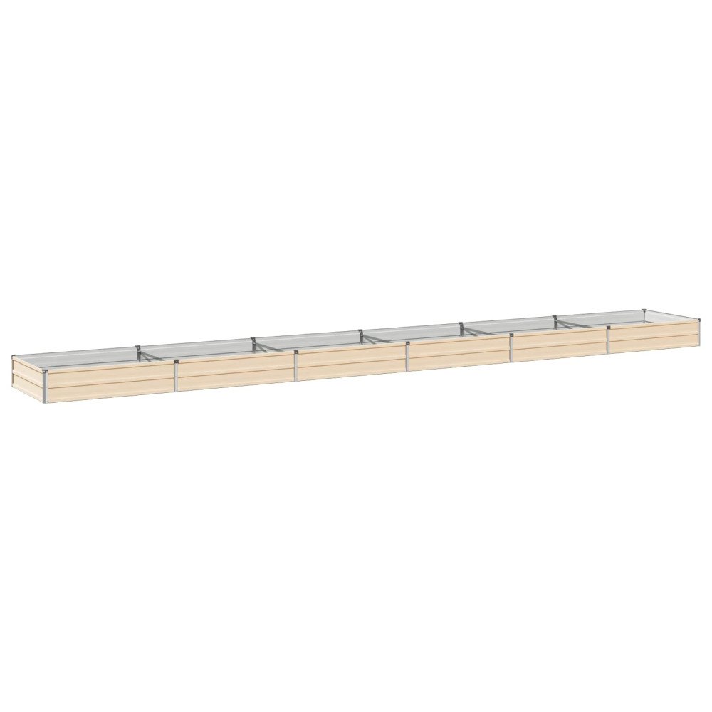vidaXL Höjd Trädgårdsbädd Elfenben 600 x 80 x 24 cm kallvalsad stål