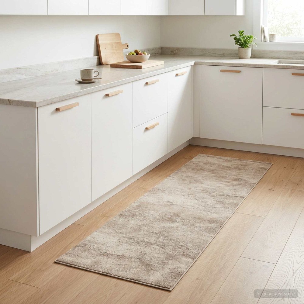 vidaXL Köksmatta Beige betong 150 x 45 cm 100% Polyamid Tvättbar