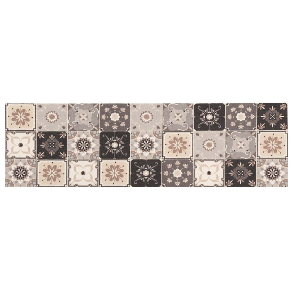 vidaXL Köksmatta Grå och beige mosaik 150 x 45 cm 100% Polyamid