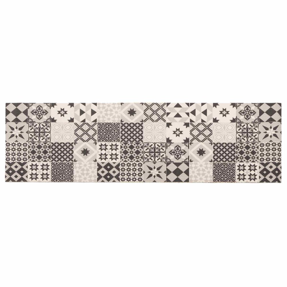 vidaXL Köksmatta grå mosaik 180 x 60 cm 100% Polyamid Tvättbar