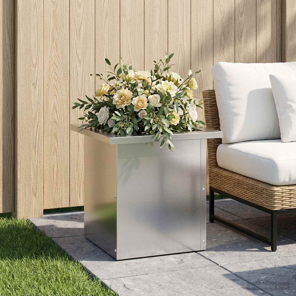 vidaXL Odlingslåda med LED Silver 30 x 30 x 30 cm Galvaniserat stål