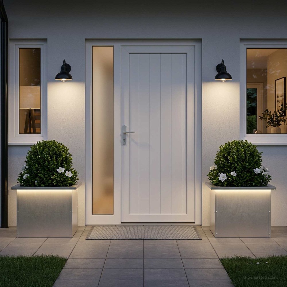 vidaXL Odlingslåda med LED 2 st Silver 30 x 40 x 30 cm Rostfritt stål