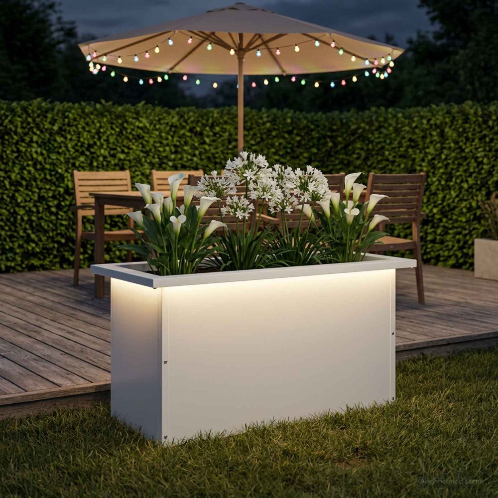 vidaXL Odlingslåda med LED Vit 30 x 60 x 30 cm Stål