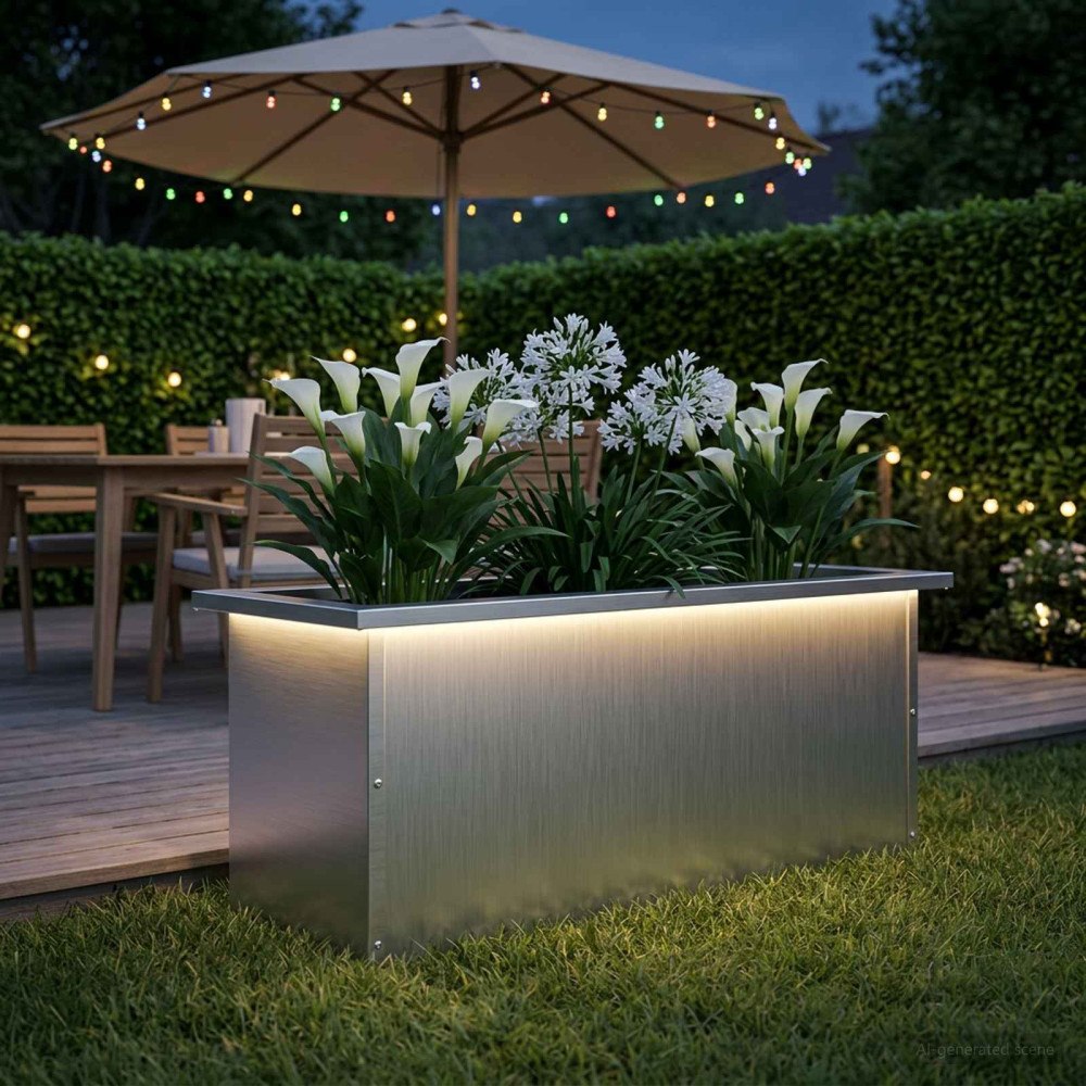 vidaXL Odlingslåda med LED Vit 30 x 80 x 30 cm Stål