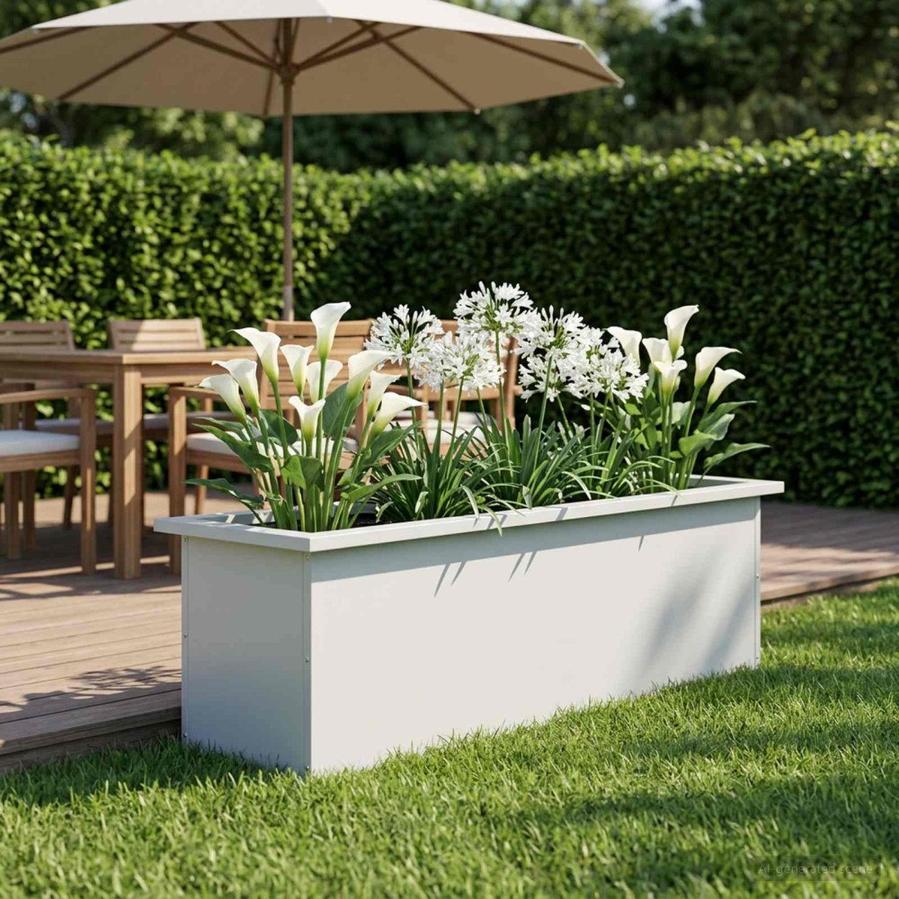 vidaXL Odlingslåda med LED Vit 30 x 100 x 30 cm Stål
