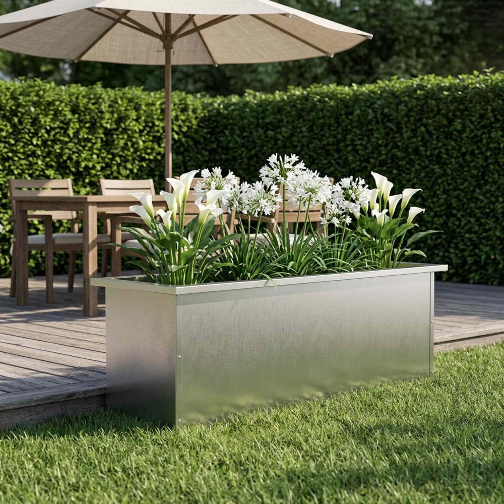 vidaXL Odlingslåda med LED Silver 30 x 100 x 30 cm Rostfritt stål