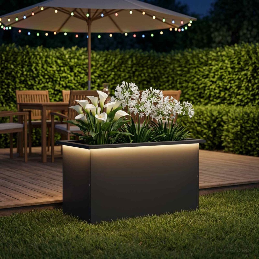 vidaXL Odlingslåda med LED Svart 40 x 80 x 40 cm Stål