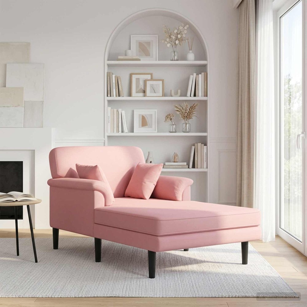 vidaXL Schäslong Rosa Sammet