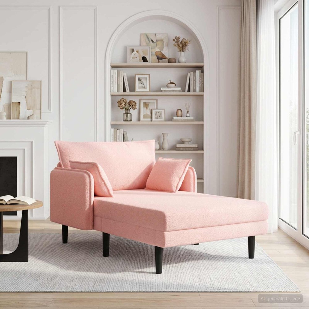 vidaXL Stor schäslong Rosa Bouclé