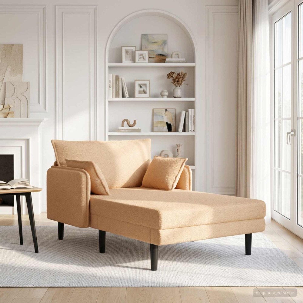 vidaXL Stor schäslong Beige Bouclé