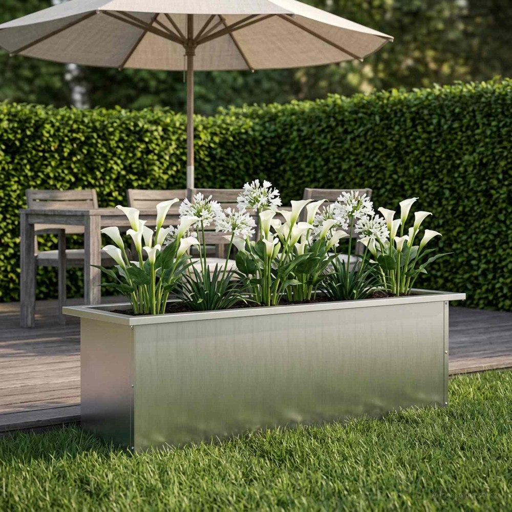 vidaXL Odlingslåda med LED Silver 30 x 100 x 30 cm Galvaniserat stål