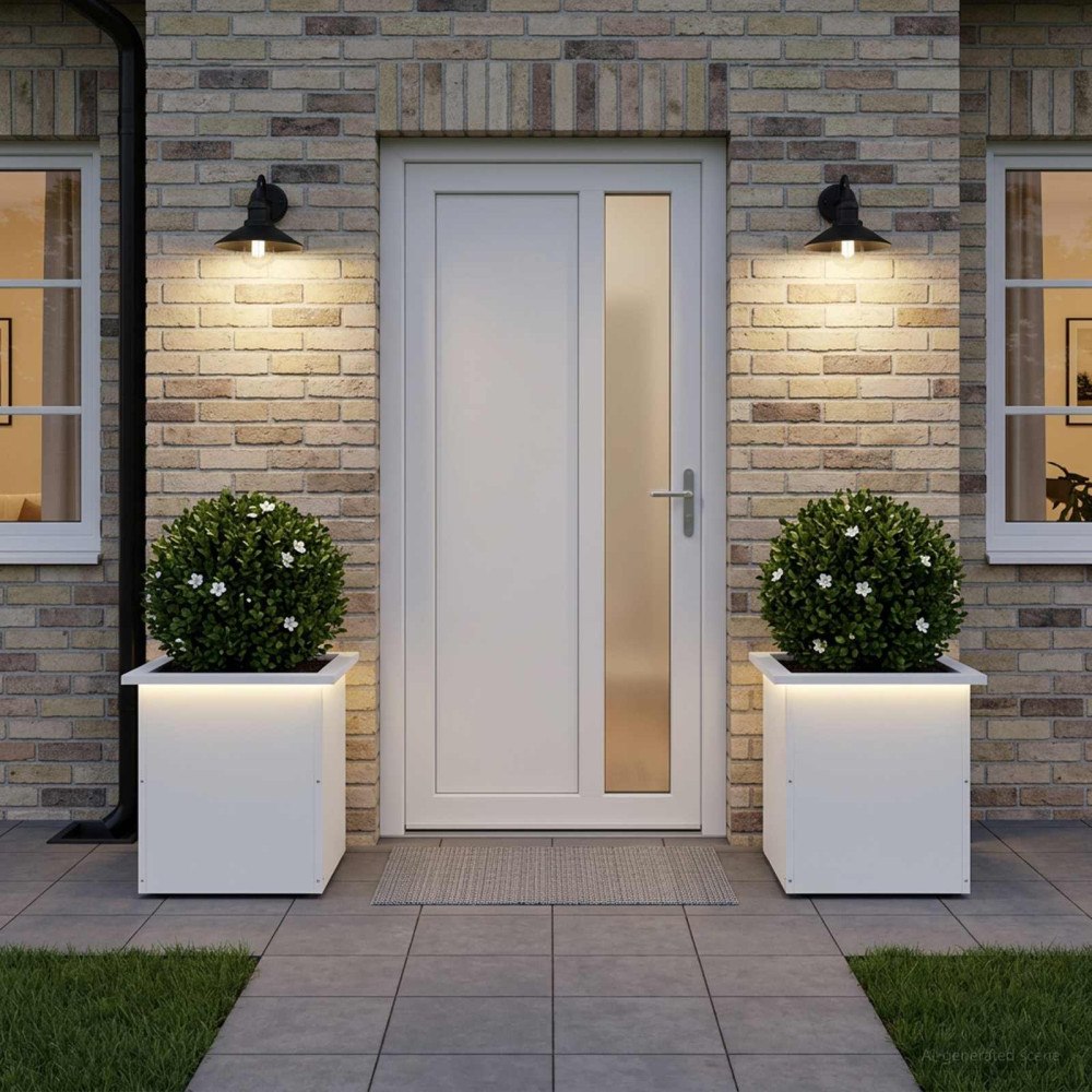 vidaXL Odlingslåda med LED 2 st Vit 40 x 40 x 40 cm Stål
