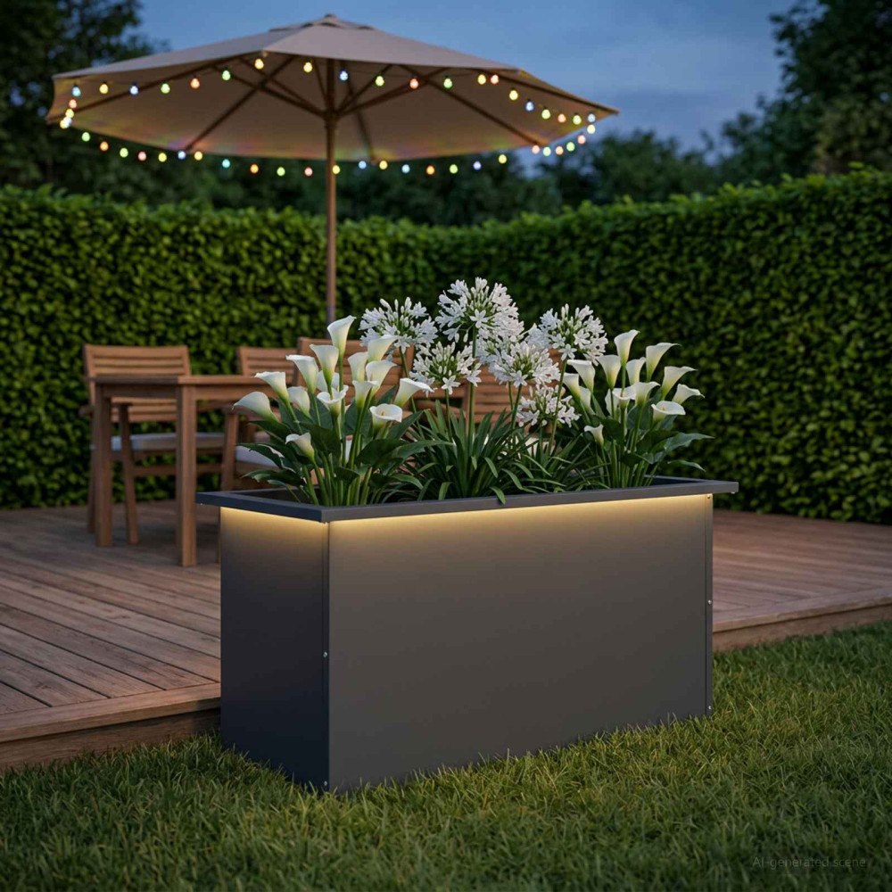 vidaXL Odlingslåda med LED Antracit 40 x 80 x 40 cm Stål