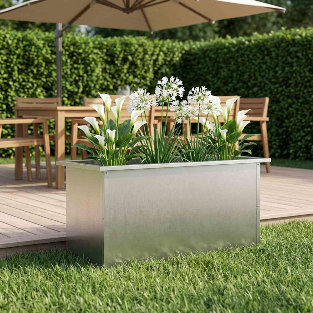 vidaXL Odlingslåda med LED Silver 40 x 80 x 40 cm Rostfritt stål