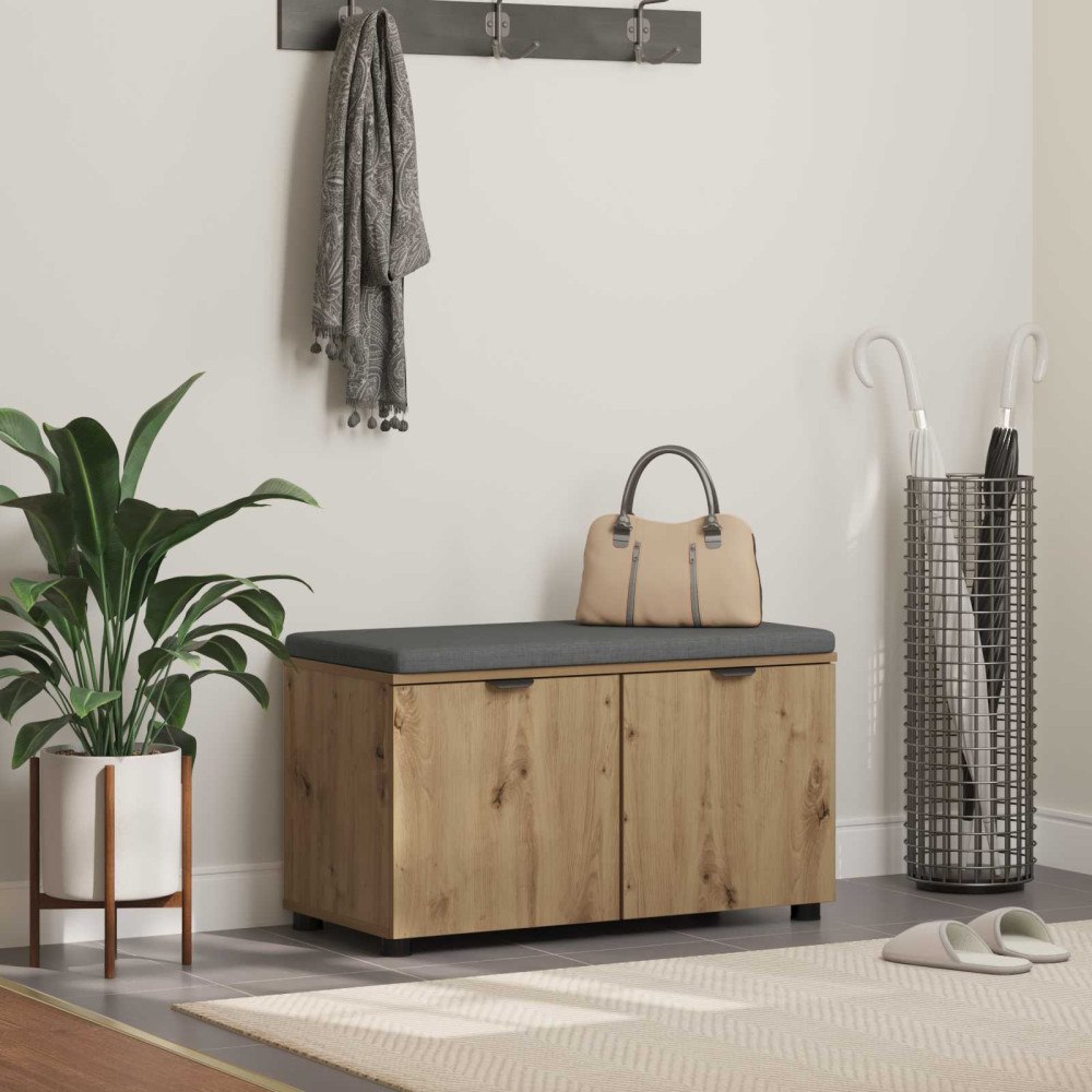 vidaXL Skobänk med dyna Artisan-ek 80 x 38 x 46 cm Konstruerat trä